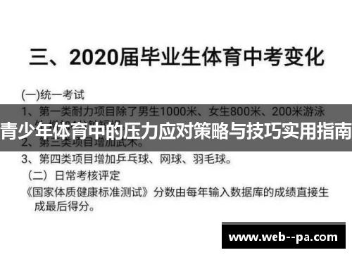 青少年体育中的压力应对策略与技巧实用指南